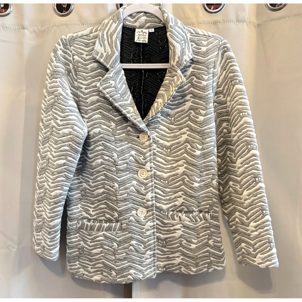 Parsley Sage Womens Knit Blazer Waving Art to Wear Small Textured Chic 19279x